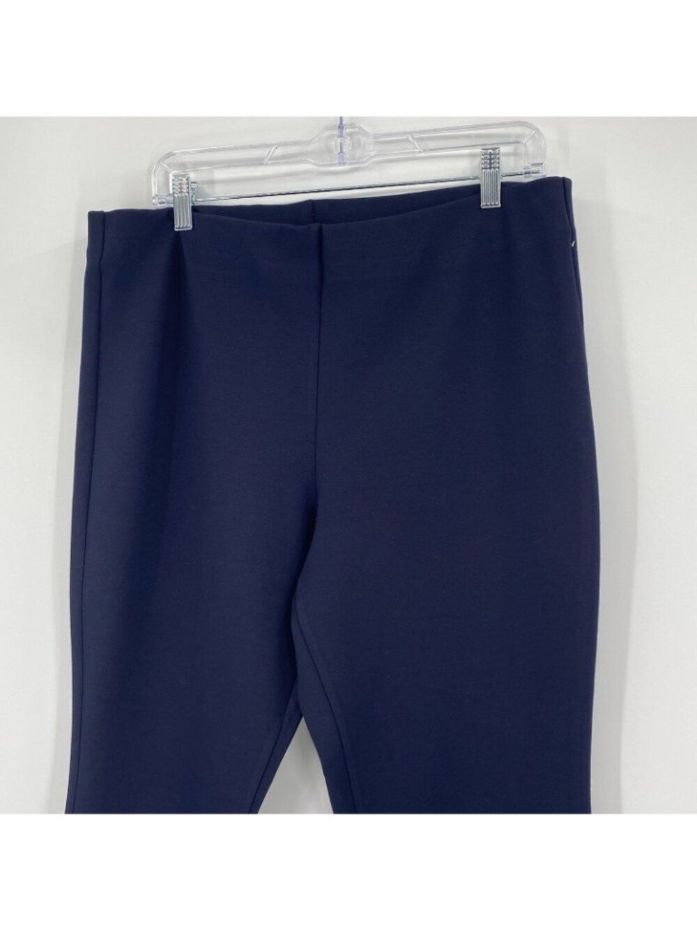 Ann Mashburn Pants Womens Large Navy Stretch Pull On Slim Ponte Mini Flare Hem - Picture 8 of 15